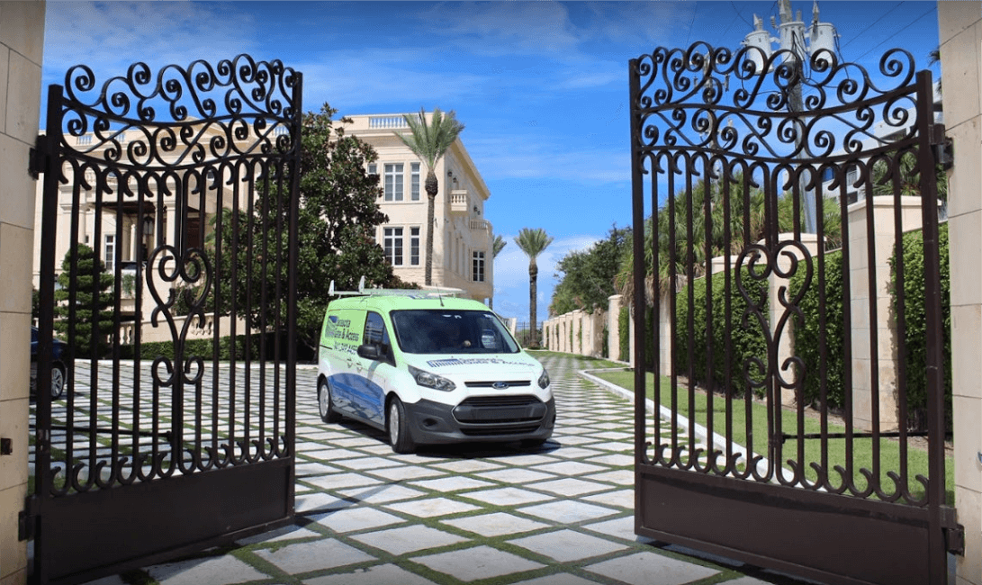 Siesta Key Residential Gates Sarasota Gate & Access van driving through open gate